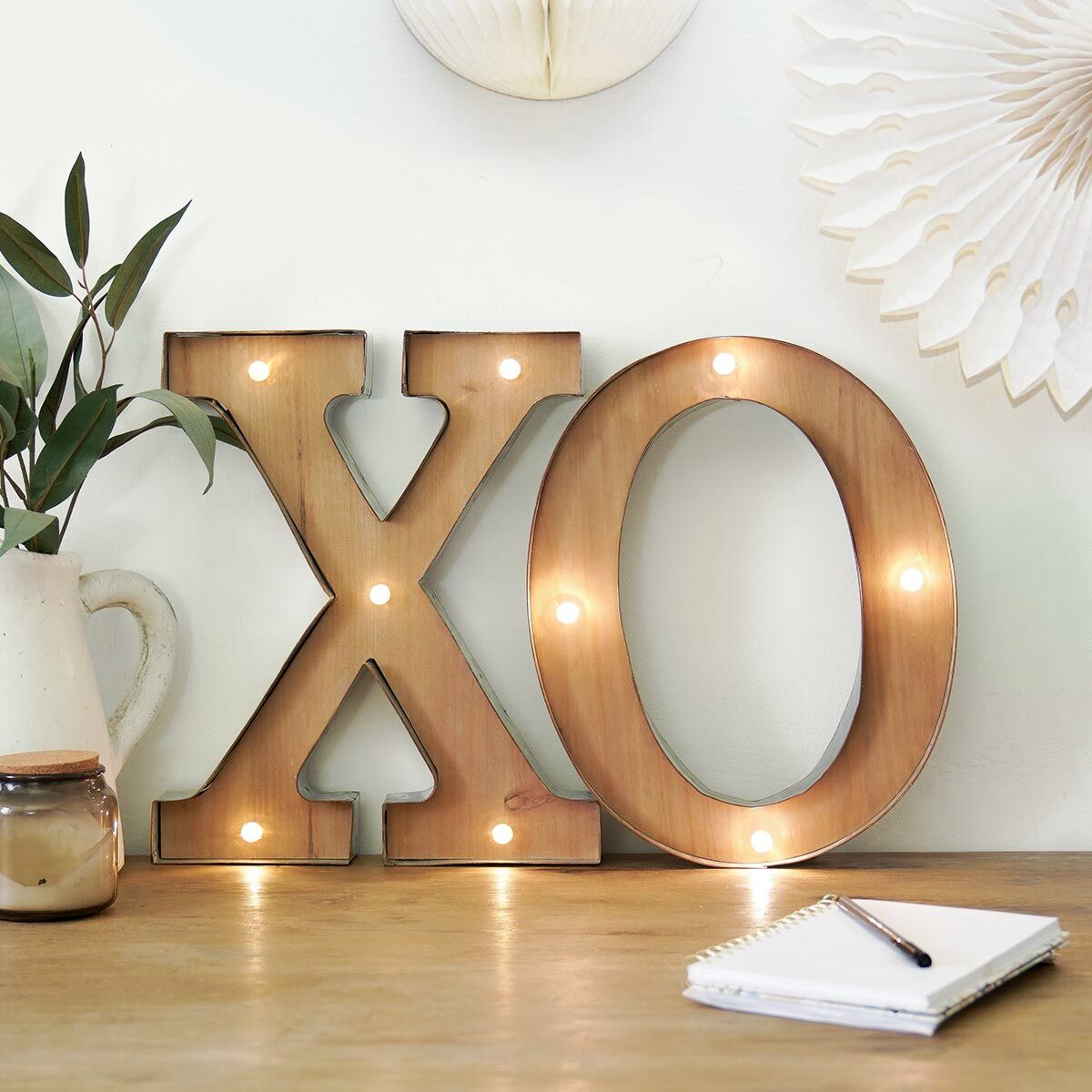 Wood & Metal 'X' Battery Light Up Circus Letter, 41cm image 3
