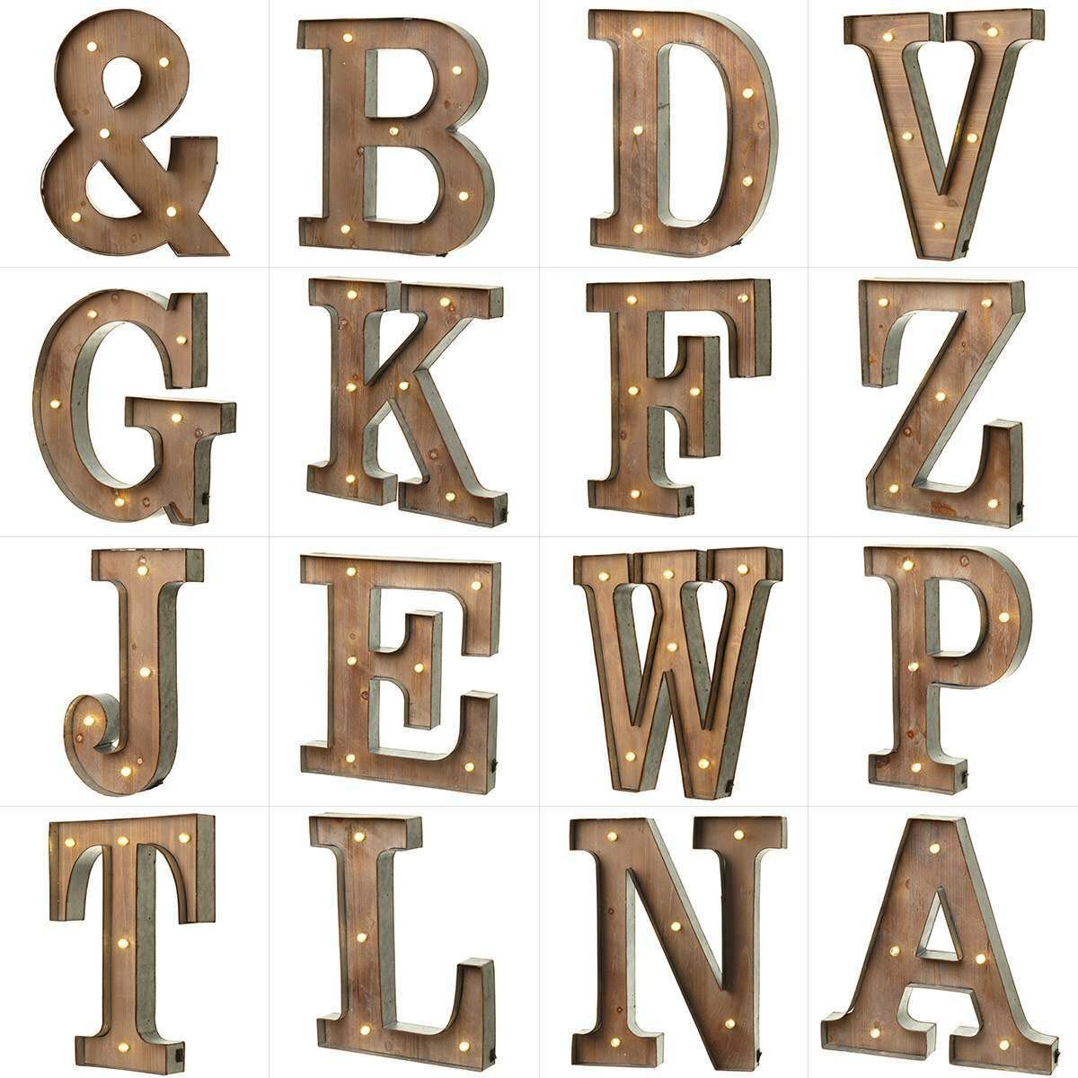 Wood & Metal A-Z Battery Light Up Circus Letter, 41cm image 2