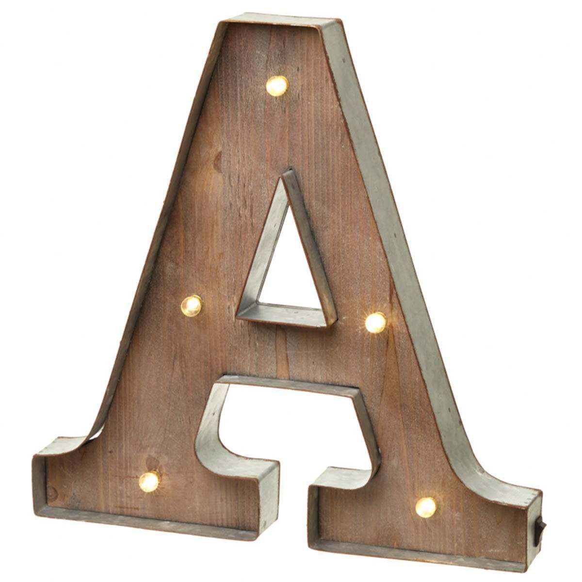 Wood & Metal 'A' Battery Light Up Circus Letter, 41cm image 3