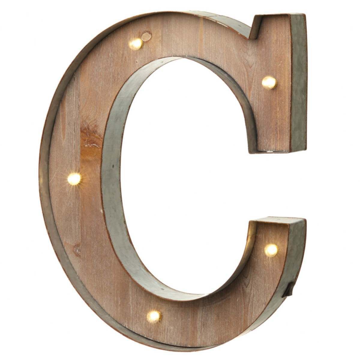 Wood & Metal 'C' Battery Light Up Circus Letter, 41cm image 1