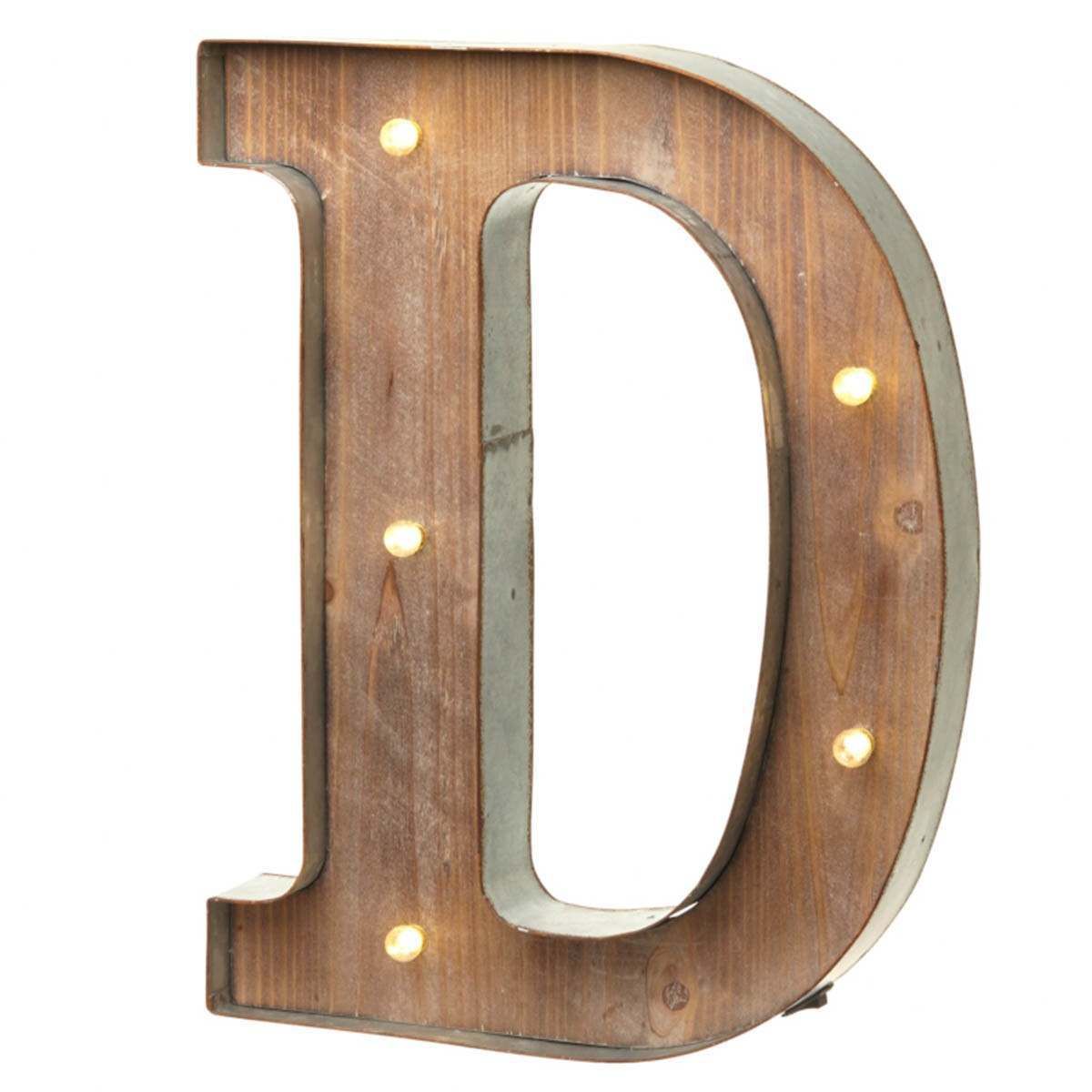 Wood & Metal 'D' Battery Light Up Circus Letter, 41cm image 3