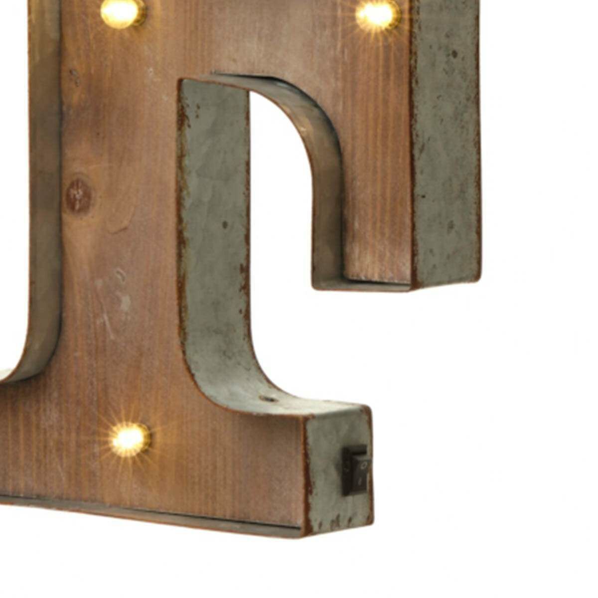 Wood & Metal 'F' Battery Light Up Circus Letter, 41cm image 2