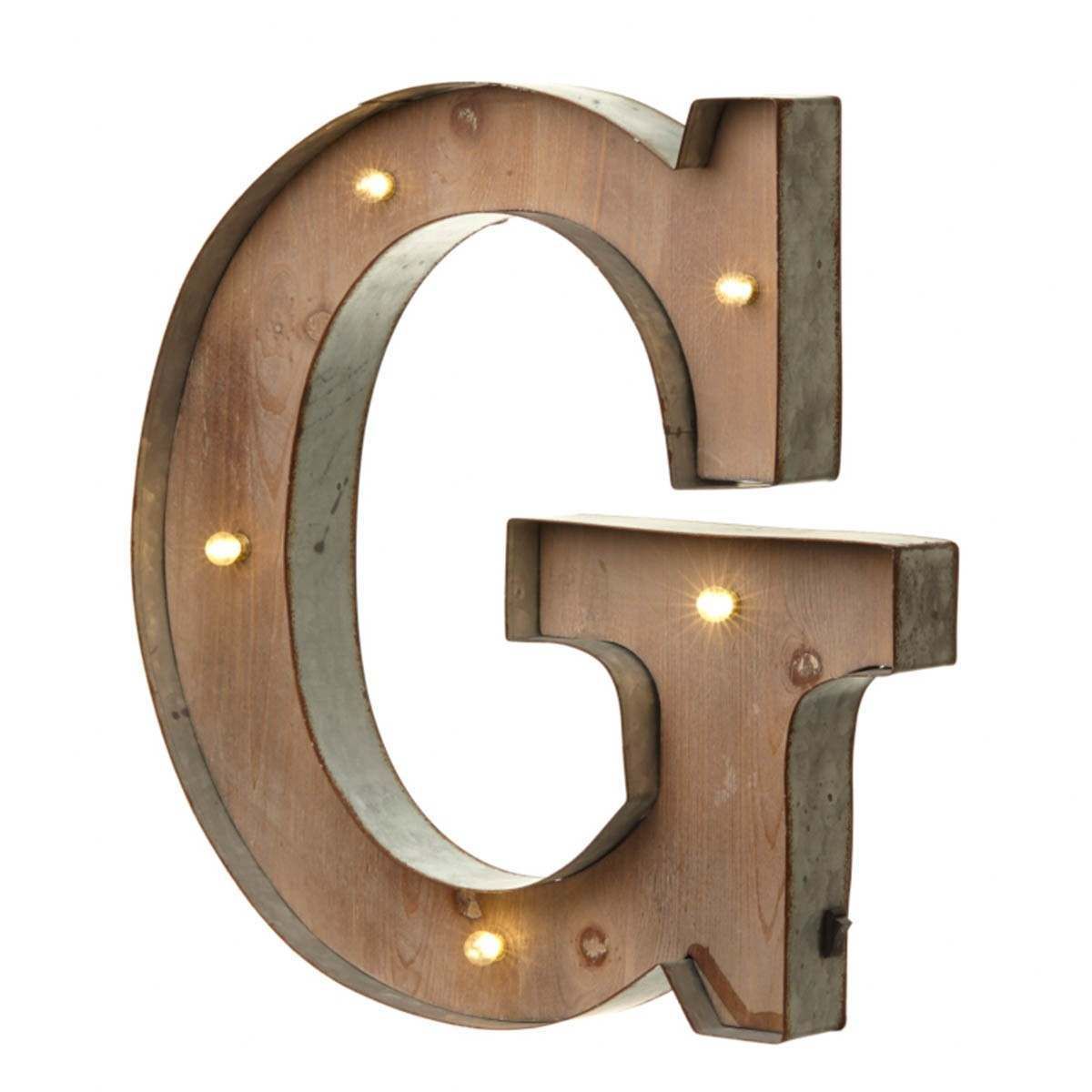 Wood & Metal 'G' Battery Light Up Circus Letter, 41cm image 1