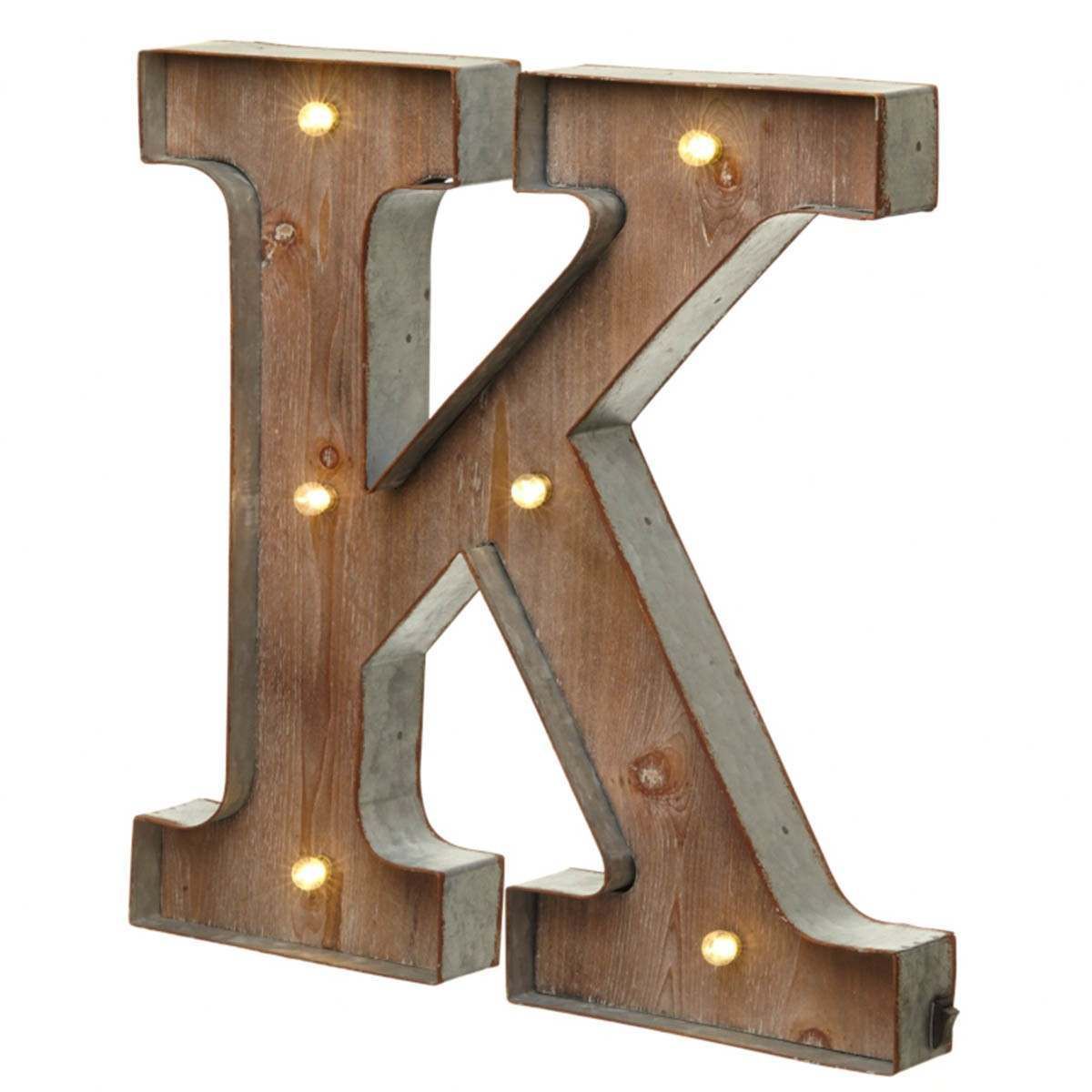 Wood & Metal 'K' Battery Light Up Circus Letter, 41cm image 3