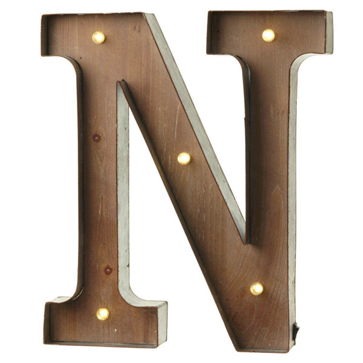 Wood & Metal 'N' Battery Light Up Circus Letter, 41cm image 3