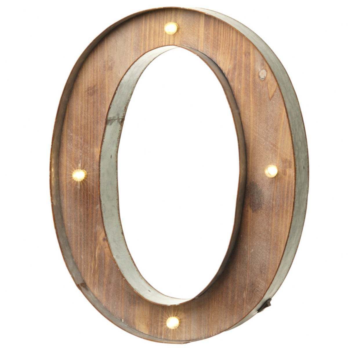Wood & Metal 'O' Battery Light Up Circus Letter, 40.5cm image 2