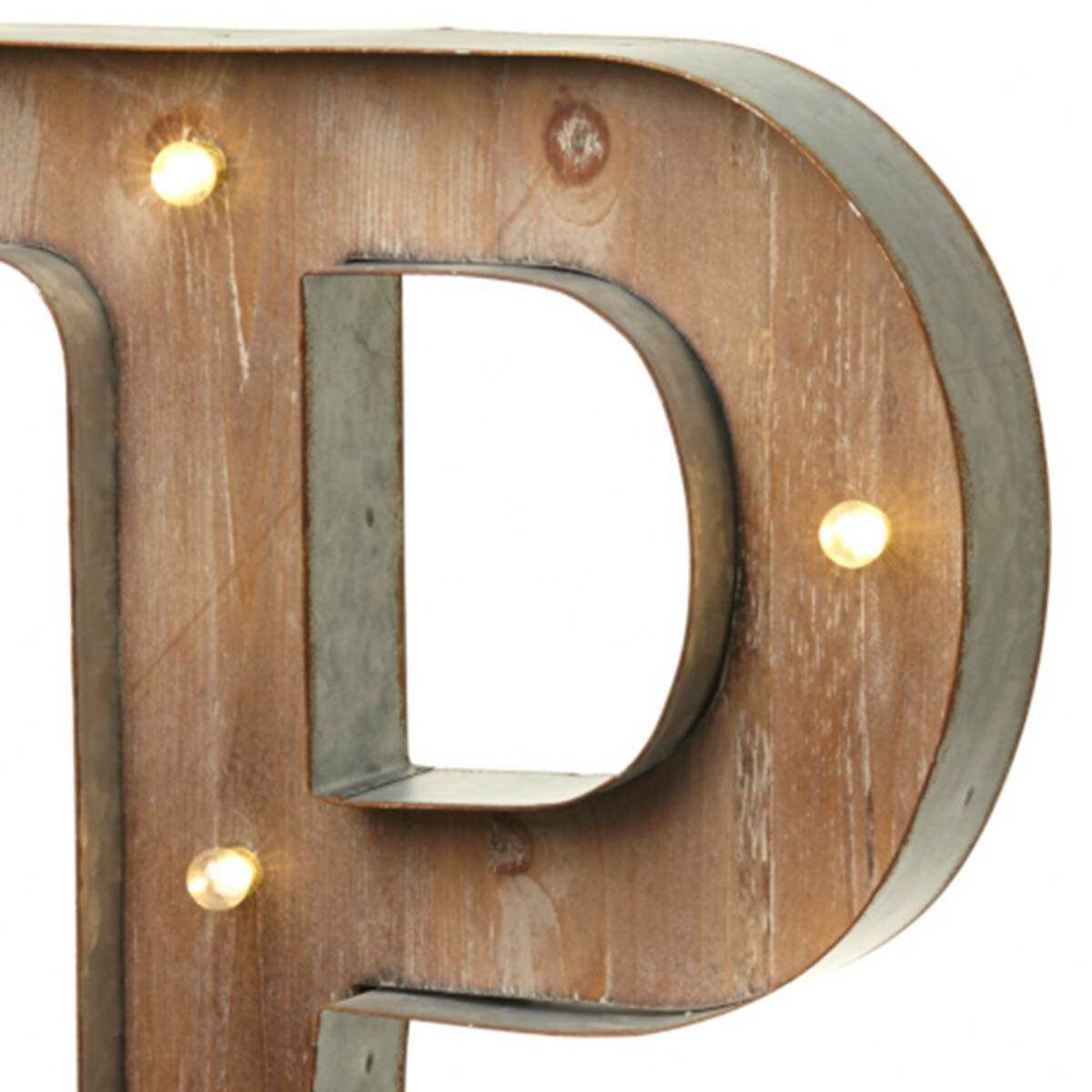 Wood & Metal 'P' Battery Light Up Circus Letter, 41cm image 1