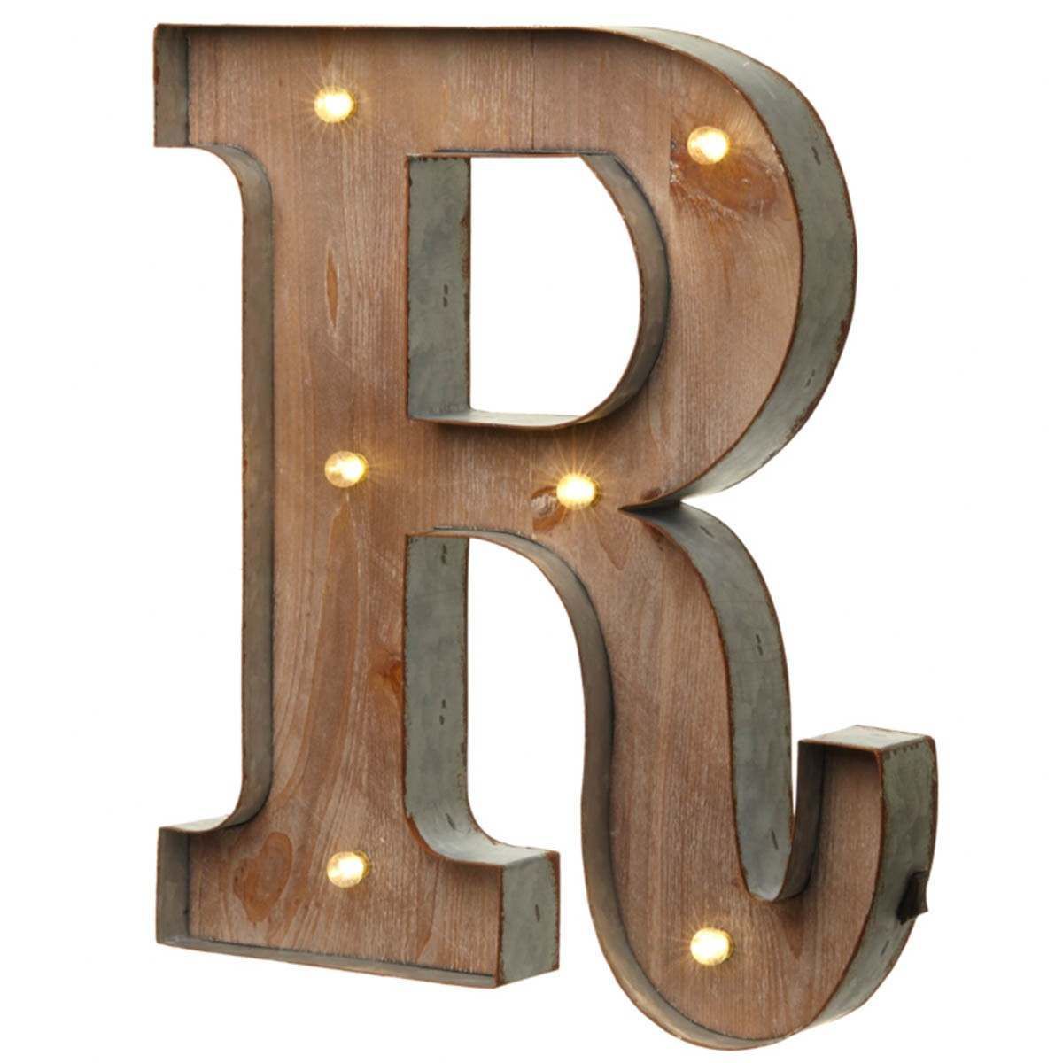 Wood & Metal 'R' Battery Light Up Circus Letter, 41cm image 3