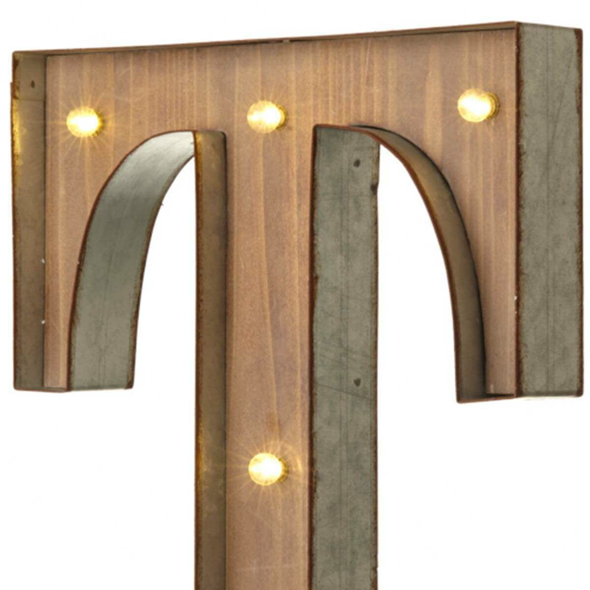 Wood & Metal 'T' Battery Light Up Circus Letter, 41cm image 4