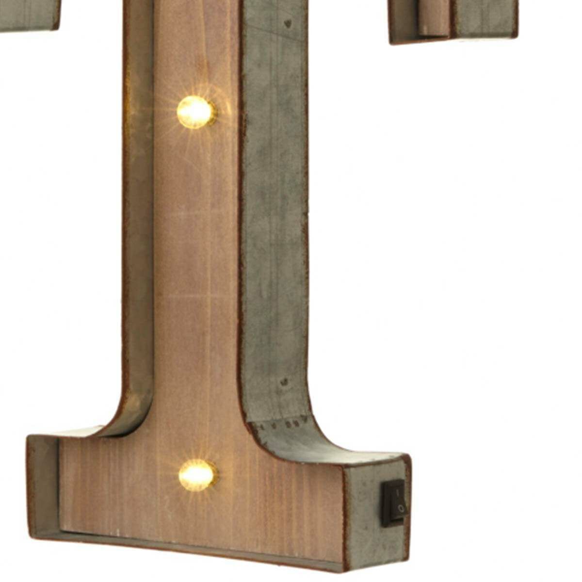 Wood & Metal 'T' Battery Light Up Circus Letter, 41cm image 3