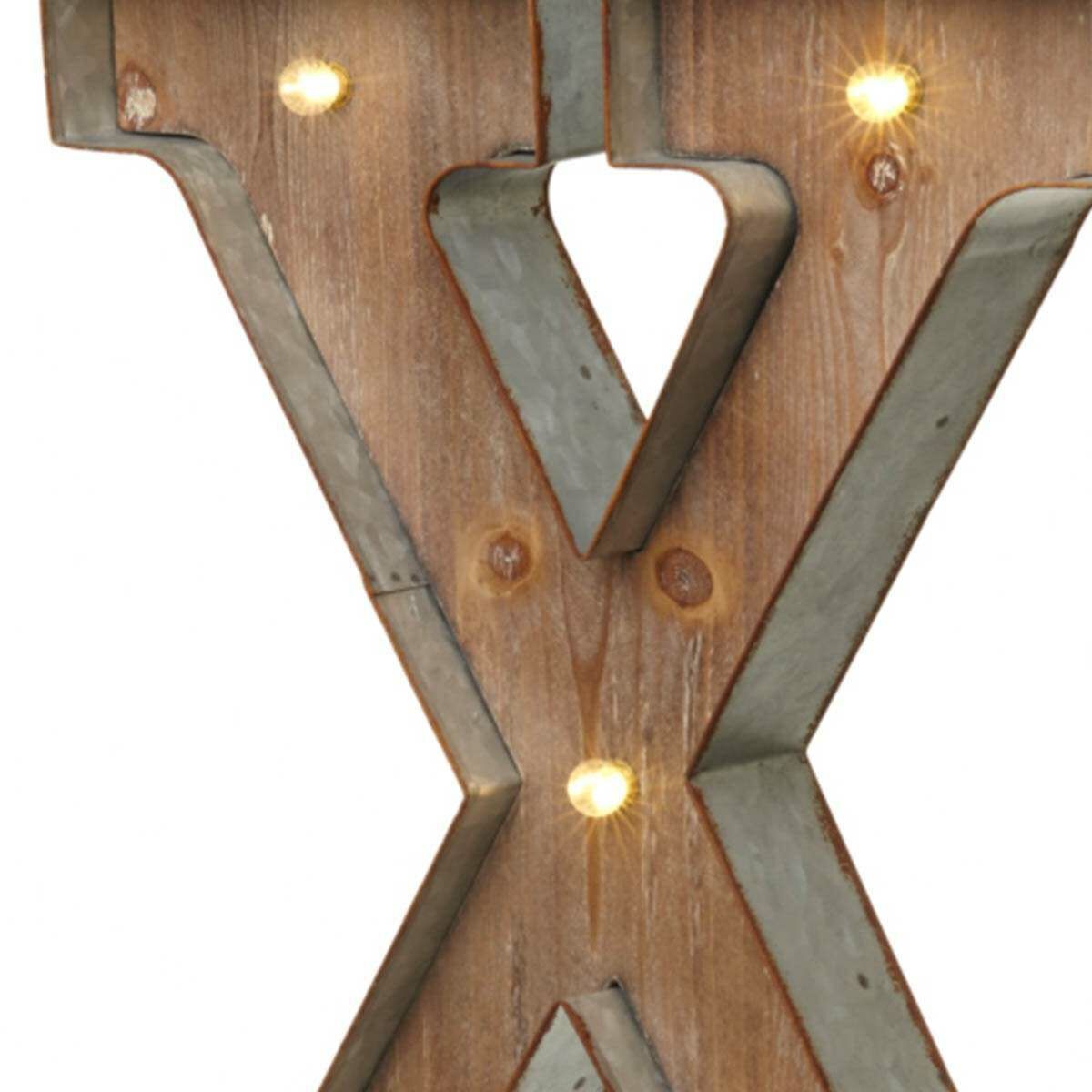Wood & Metal 'X' Battery Light Up Circus Letter, 41cm image 4
