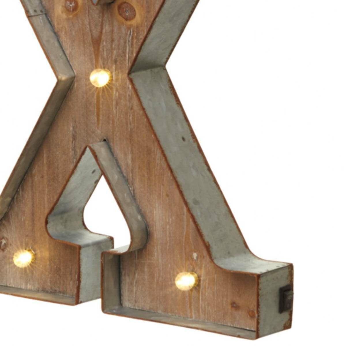 Wood & Metal 'X' Battery Light Up Circus Letter, 41cm image 5