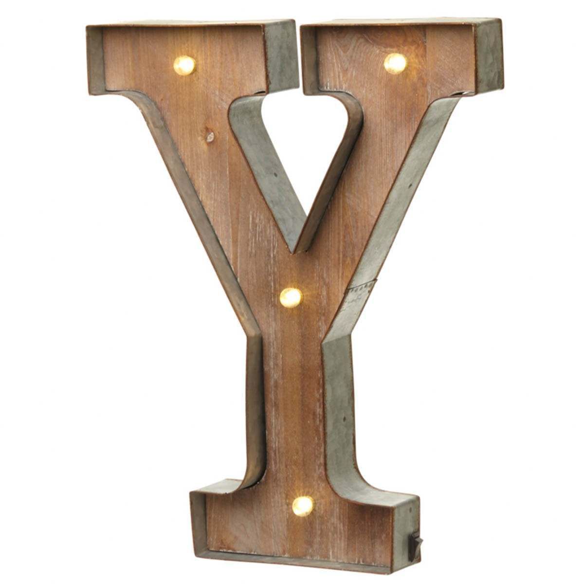 Wood & Metal 'Y' Battery Light Up Circus Letter, 41cm image 1