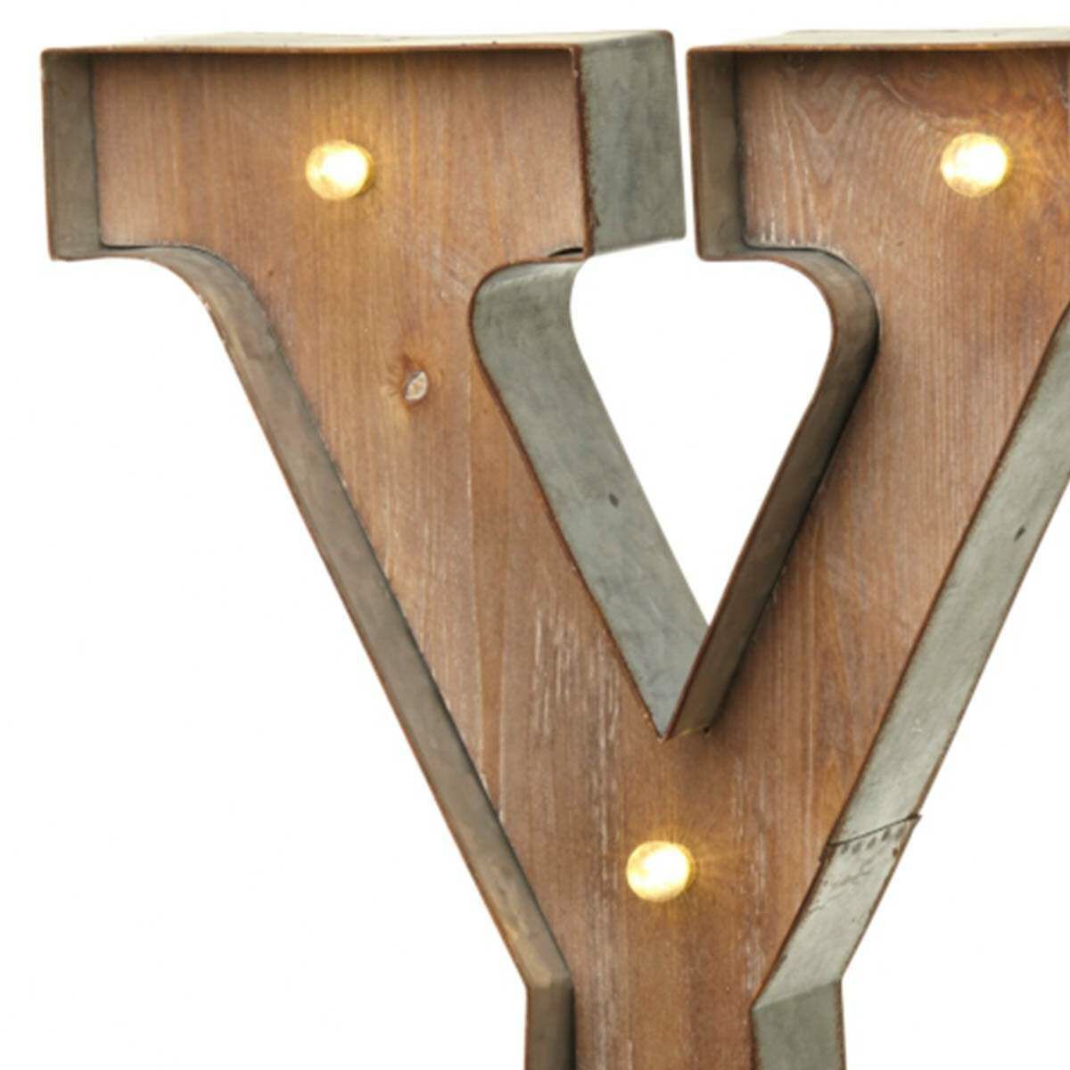Wood & Metal 'Y' Battery Light Up Circus Letter, 41cm image 2
