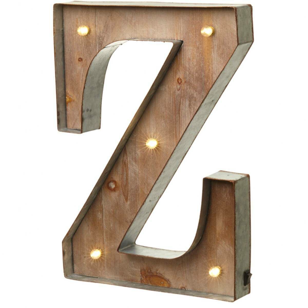 Wood & Metal 'Z' Battery Light Up Circus Letter, 41cm image 2
