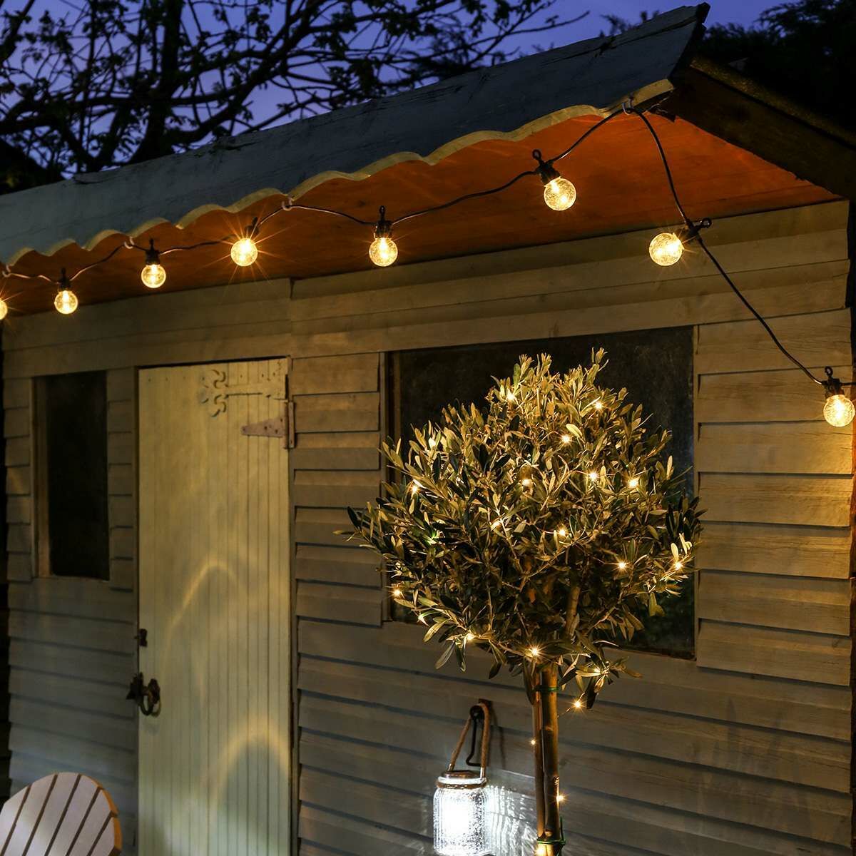 Outdoor Festoon Lights, Connectable, Warm White LEDs, Clear Bulbs, Black Cable image 3