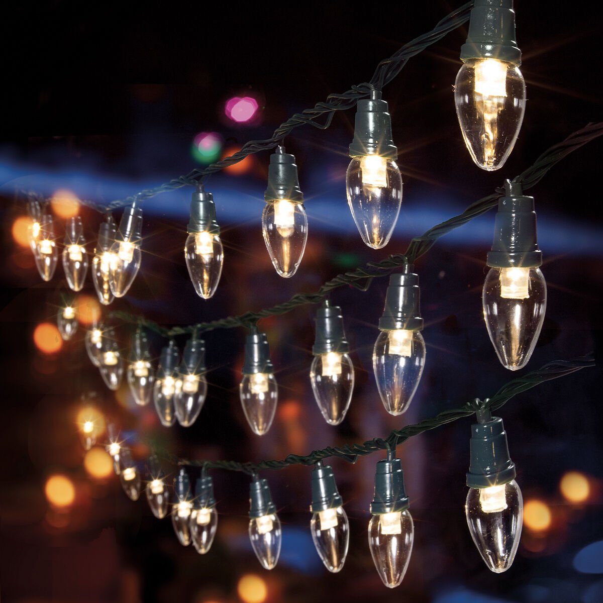 12m Outdoor C6 Christmas String Lights, Warm White LEDs image 3