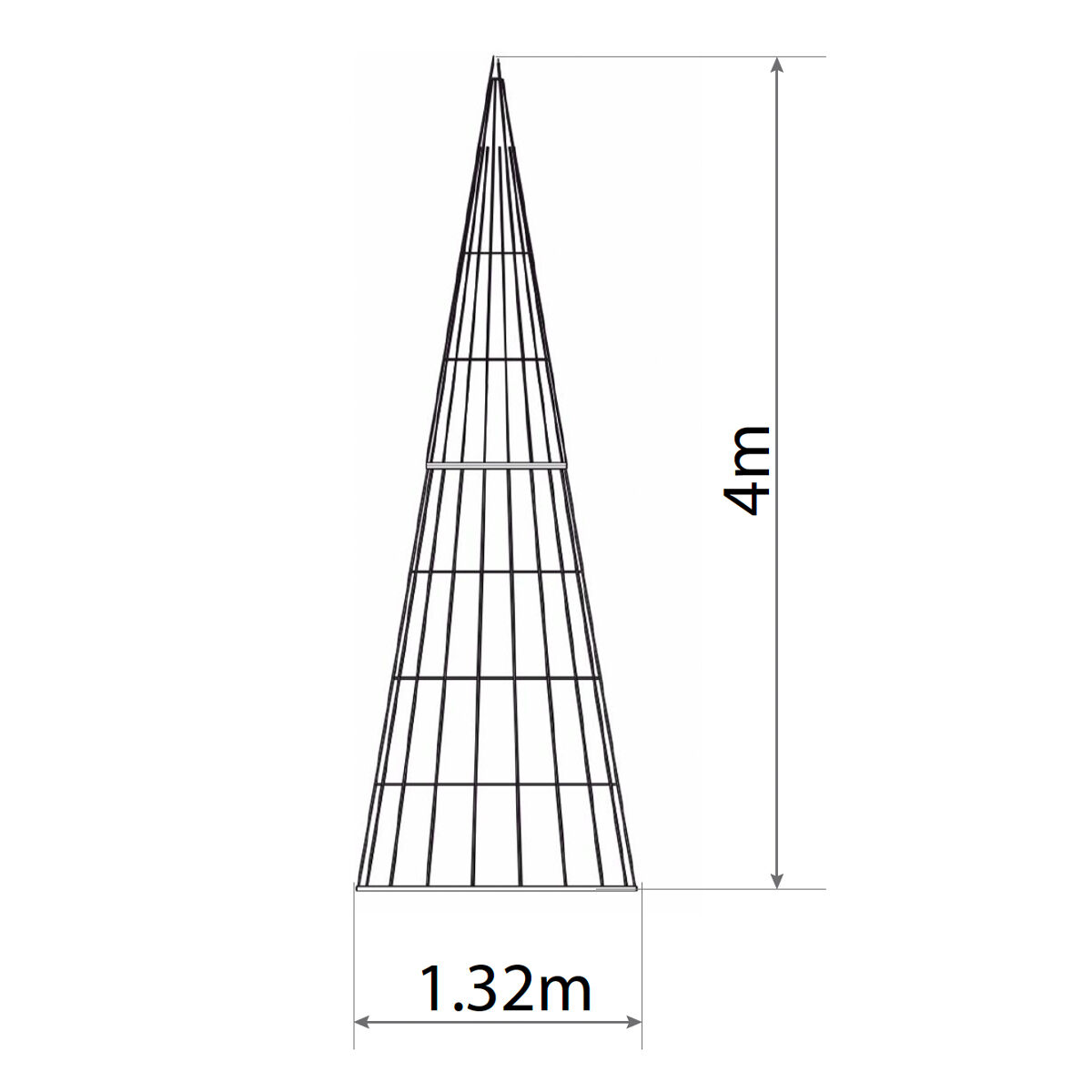 4m Outdoor Green Commercial Pre Lit Christmas Cone Tree, Rubber Cable ConnectGo® LEDs image 5