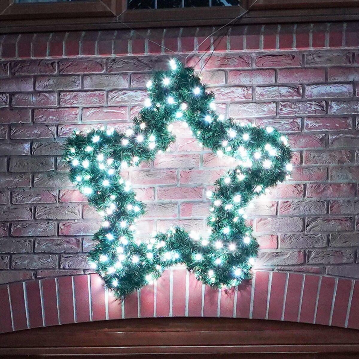 1.2m Outdoor Green Commercial Christmas Pre Lit Star Wreath,  ConnectGo® LEDs image 2
