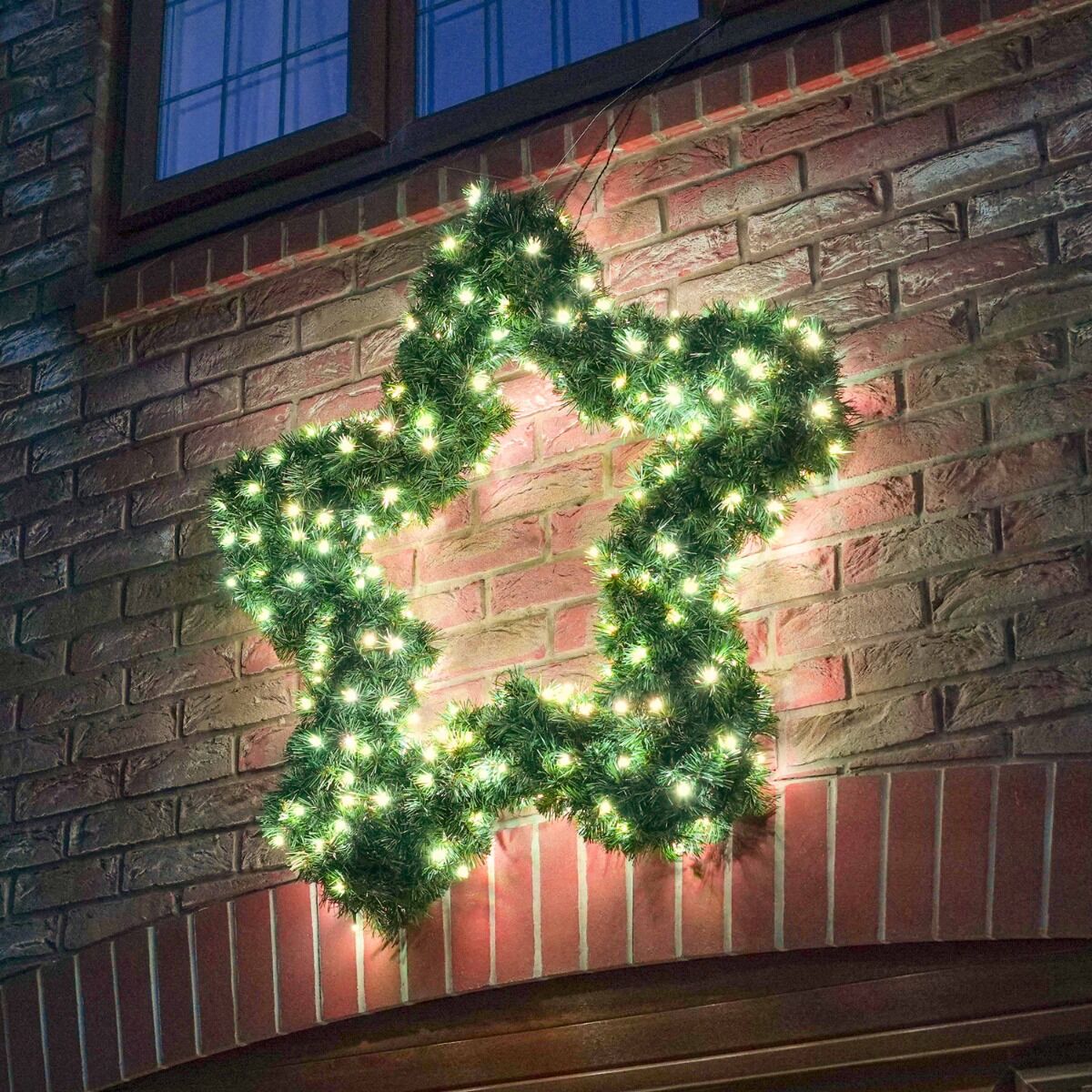 1.2m Outdoor Green Commercial Christmas Pre Lit Star Wreath,  White ConnectGo® LEDs image 1