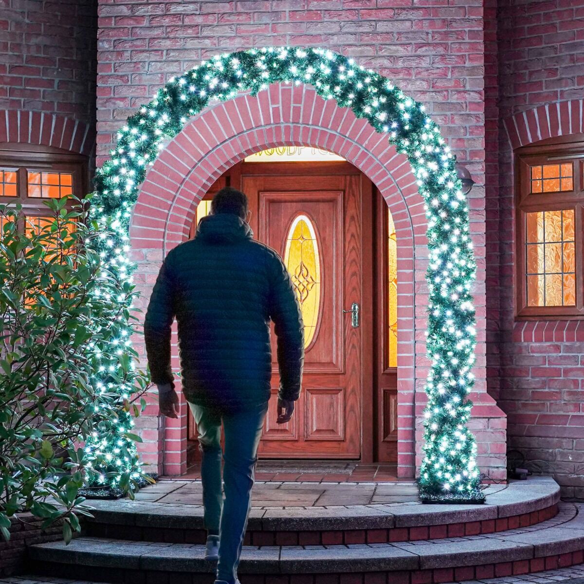 2.5m Outdoor Green Commercial Christmas Pre Lit Archway, White ConnectGo® LEDs image 1