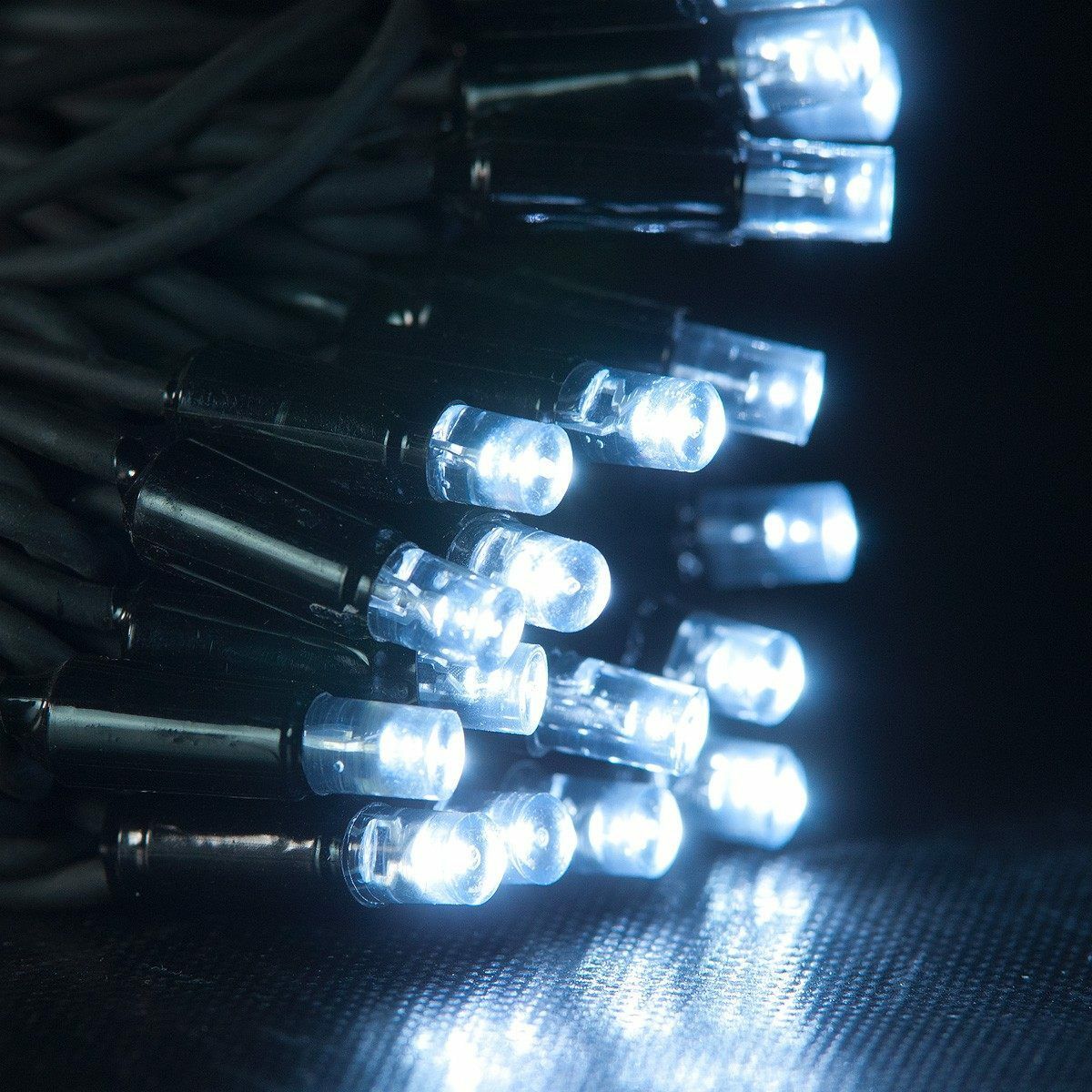 10M White Flash Bulb String Lights, Connectable, 80 LEDs, Black Cable image 5