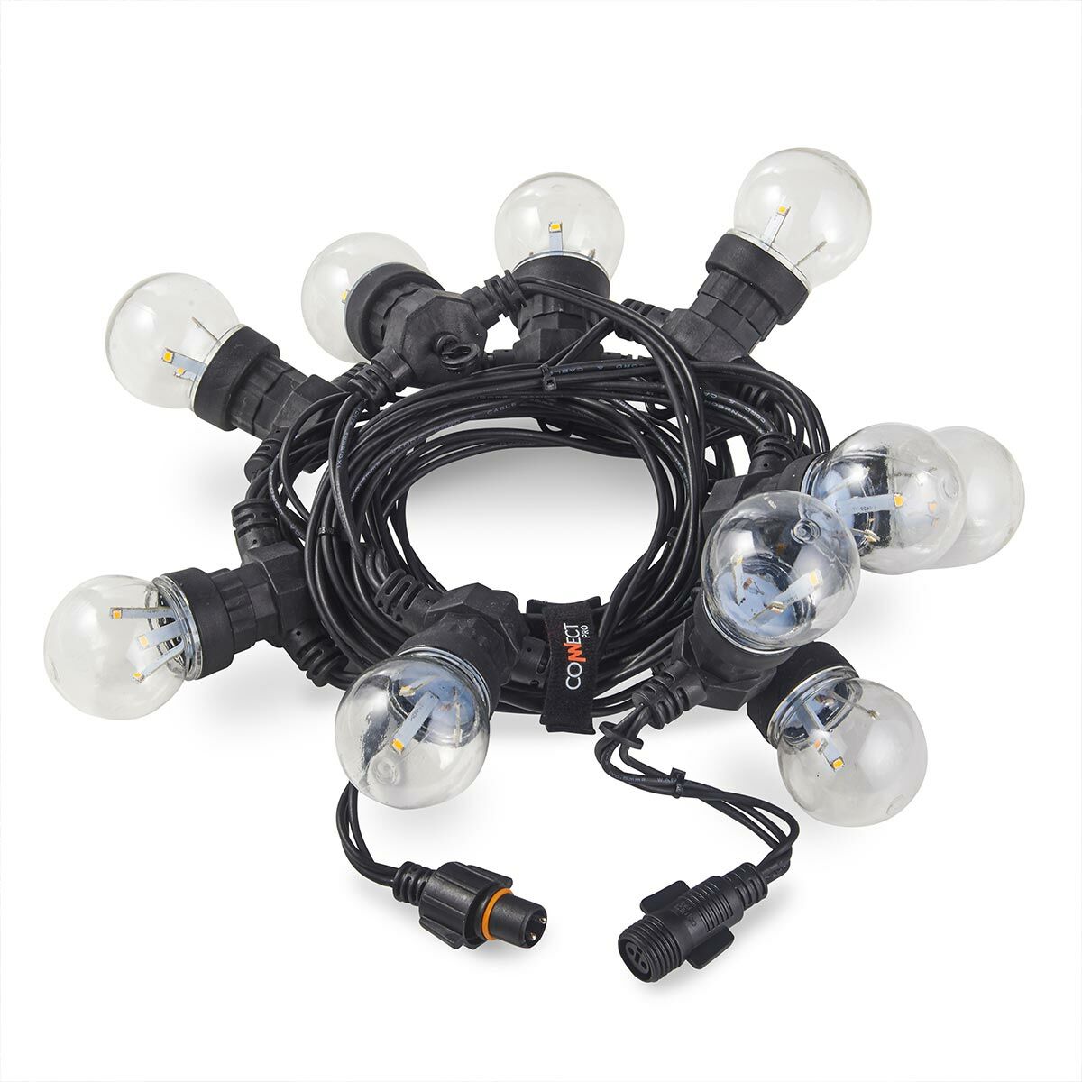 5m Festoon Lights, Connectable, 10 Clear Warm White Bulbs, Black Cable image 7