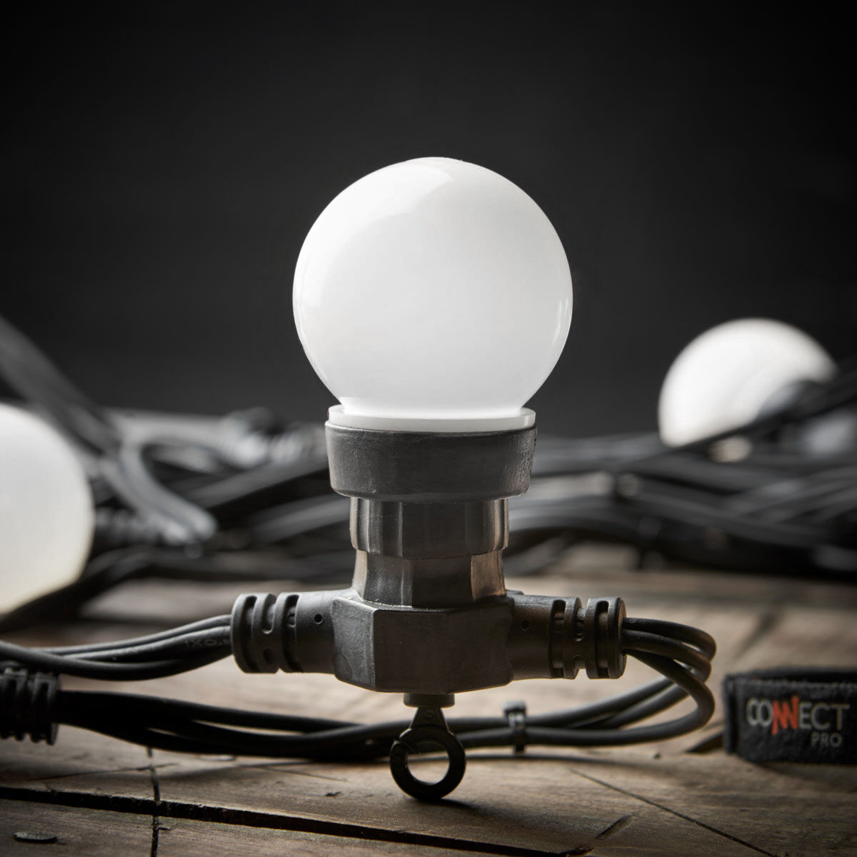 Connectable Festoon Lights with Frosted Bulbs on Black Rubber Cable image 8