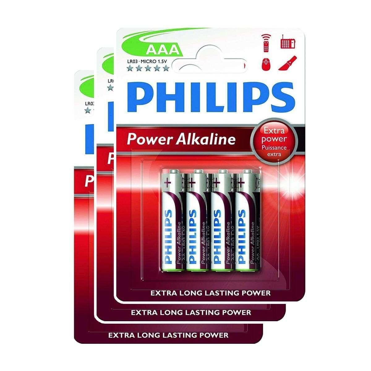 Philips Power Alkaline AAA Batteries (Pack of 12) image 1