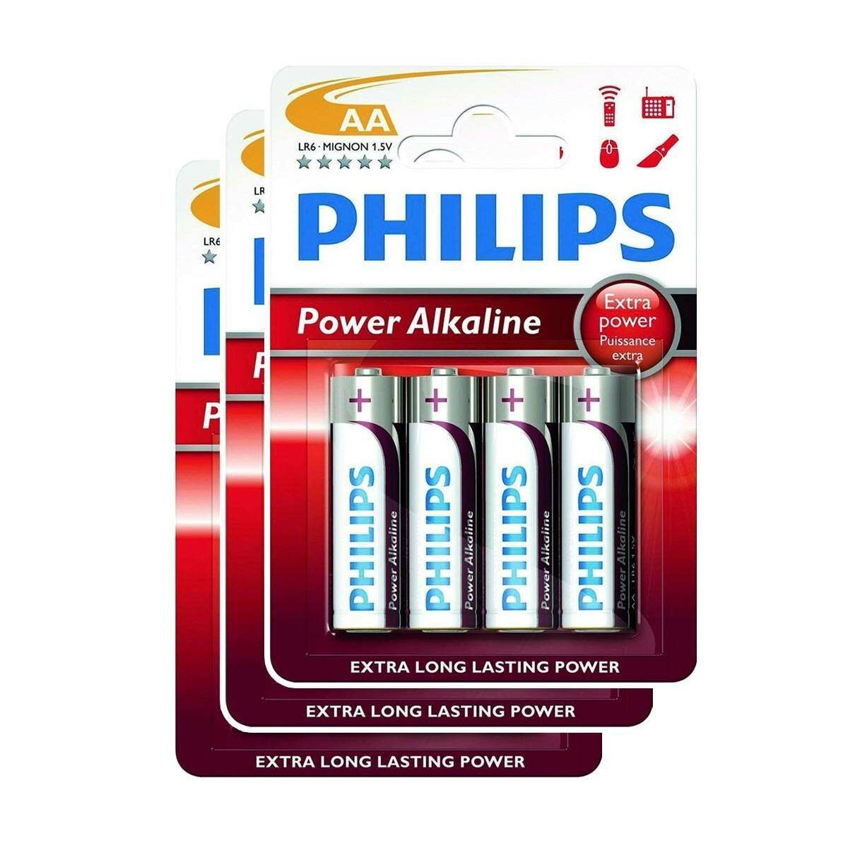 Philips Power Alkaline AA Batteries (Pack of 12) image 1