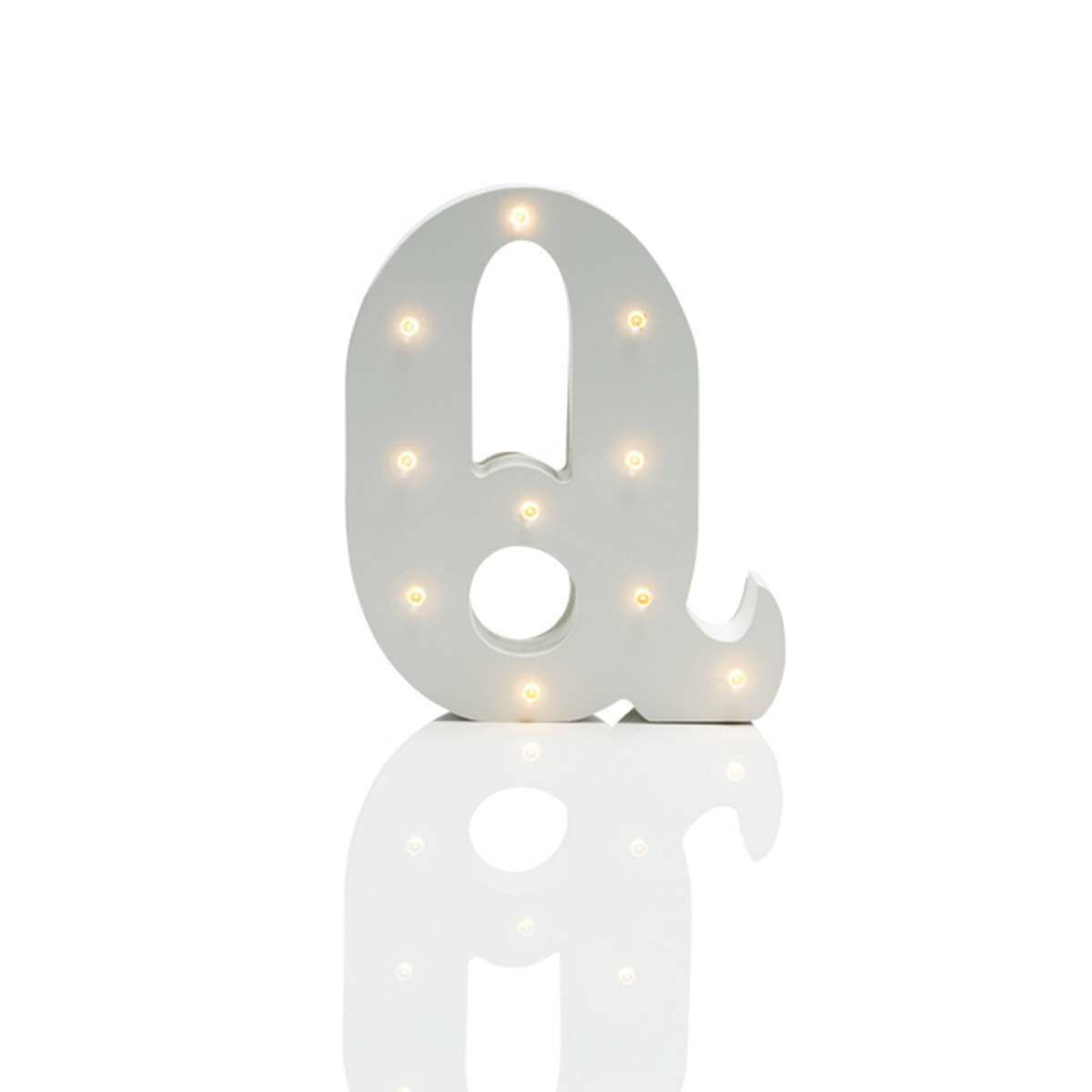 Alphabet 'Q' Marquee Battery Light Up Circus Letter, Warm White LEDs, 16cm image 1