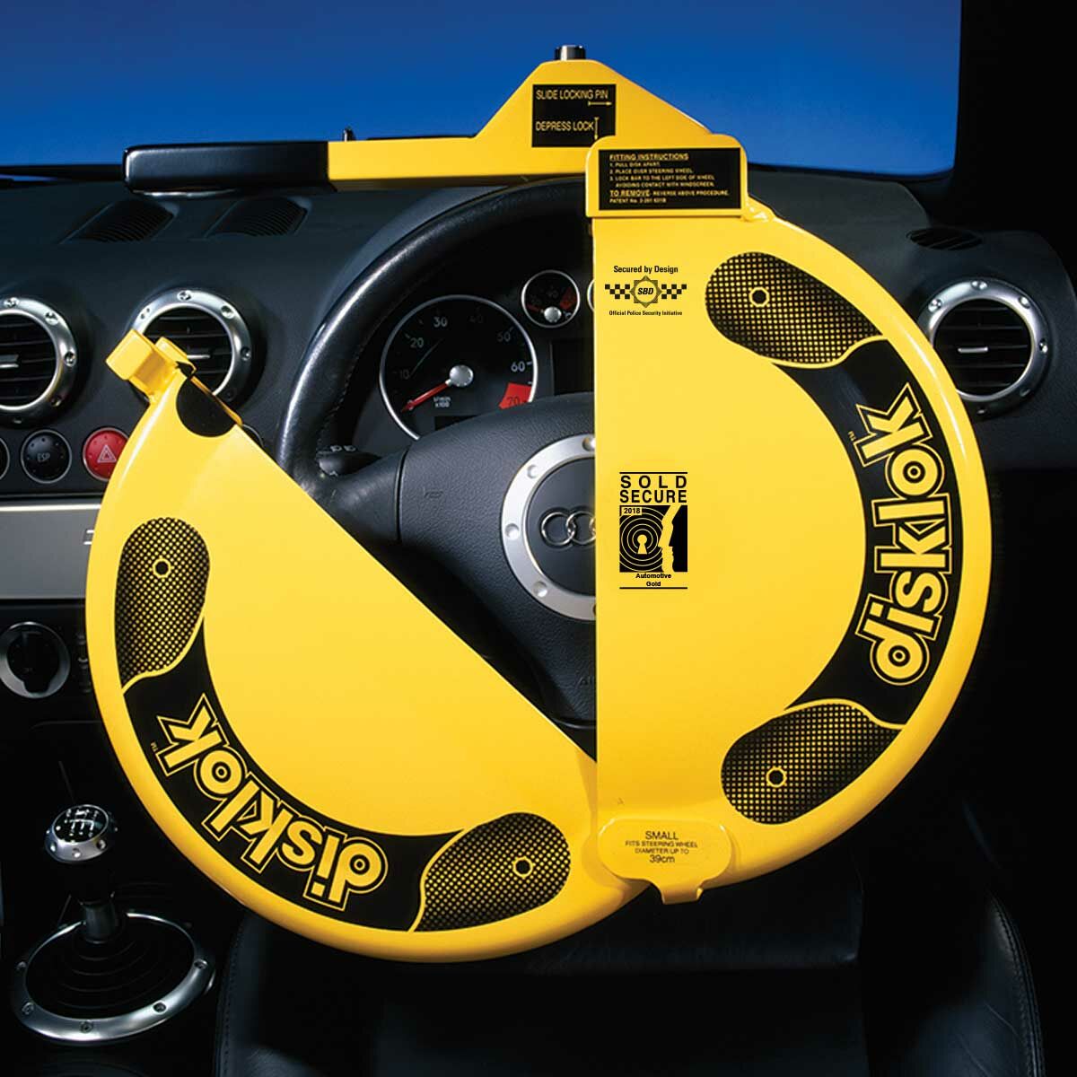 Disklok Small Yellow Car Steering Wheel Lock image 5