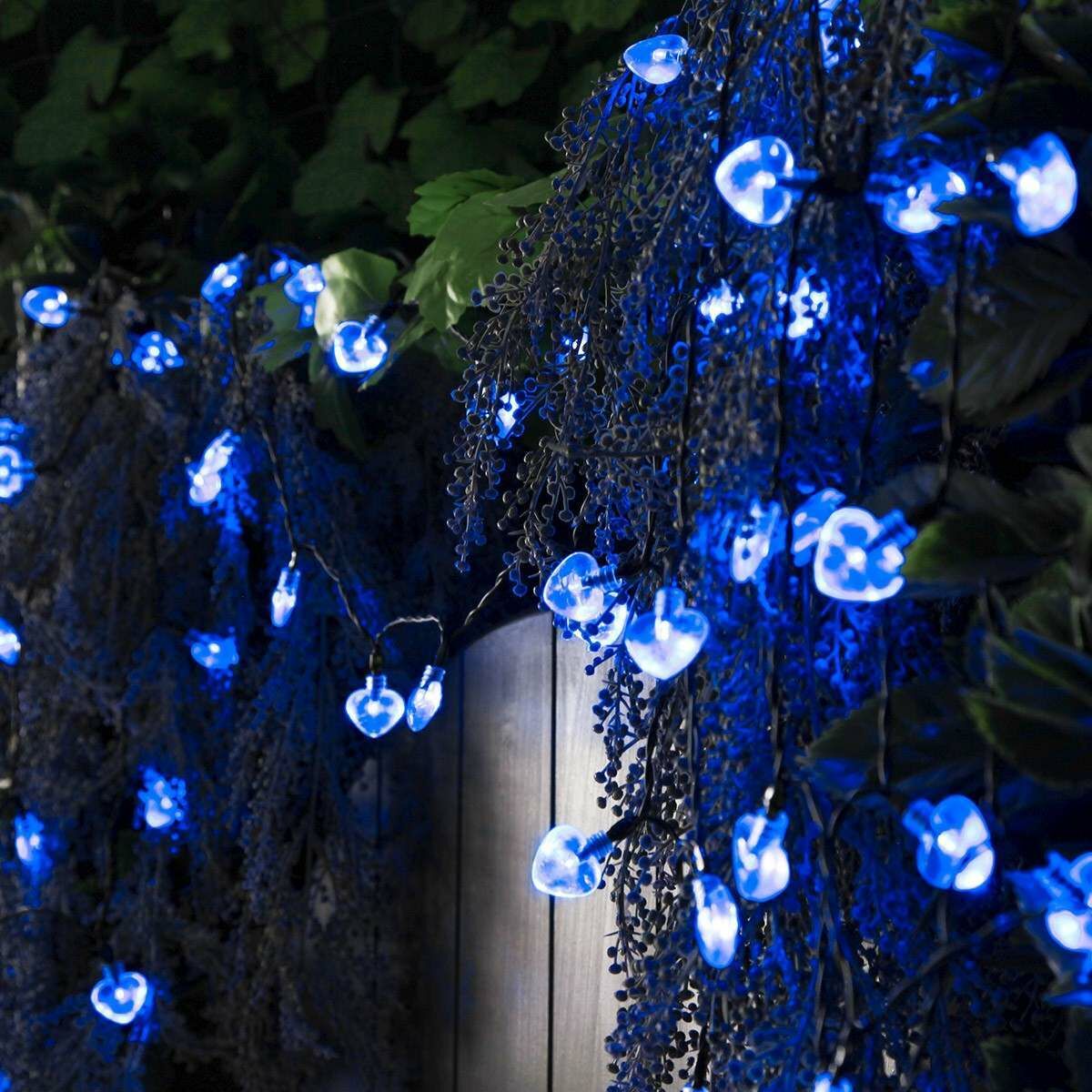 Solar Multi Function Heart Fairy Lights,100 Blue LEDs, 10m image 1