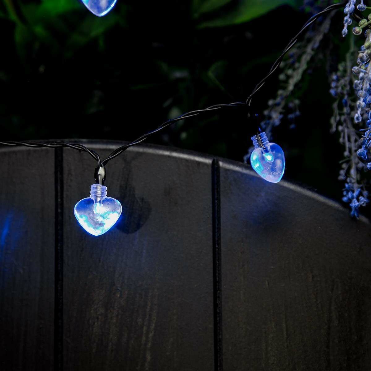 Solar Multi Function Heart Fairy Lights, 50 Blue LEDs, 5m image 5