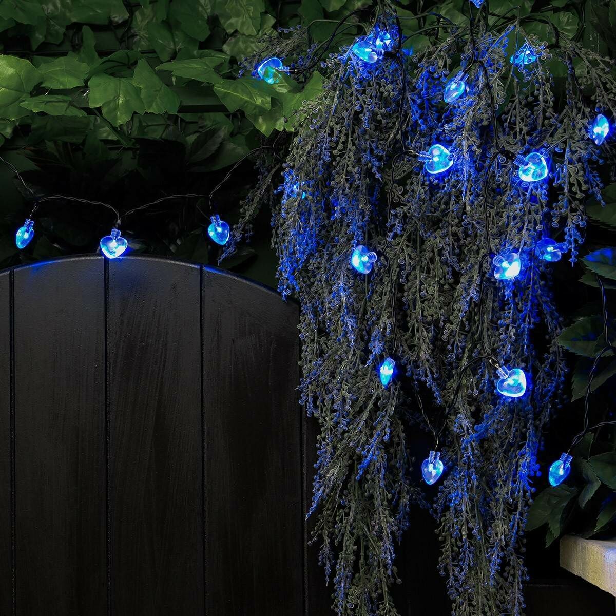 Solar Multi Function Heart Fairy Lights, 50 Blue LEDs, 5m image 2