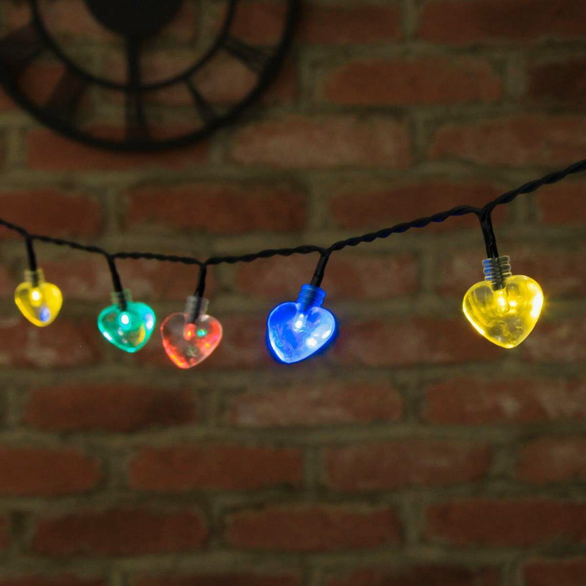 Solar Multi Function Heart Fairy Lights, 100 Multi Colour LEDs, 10m image 6