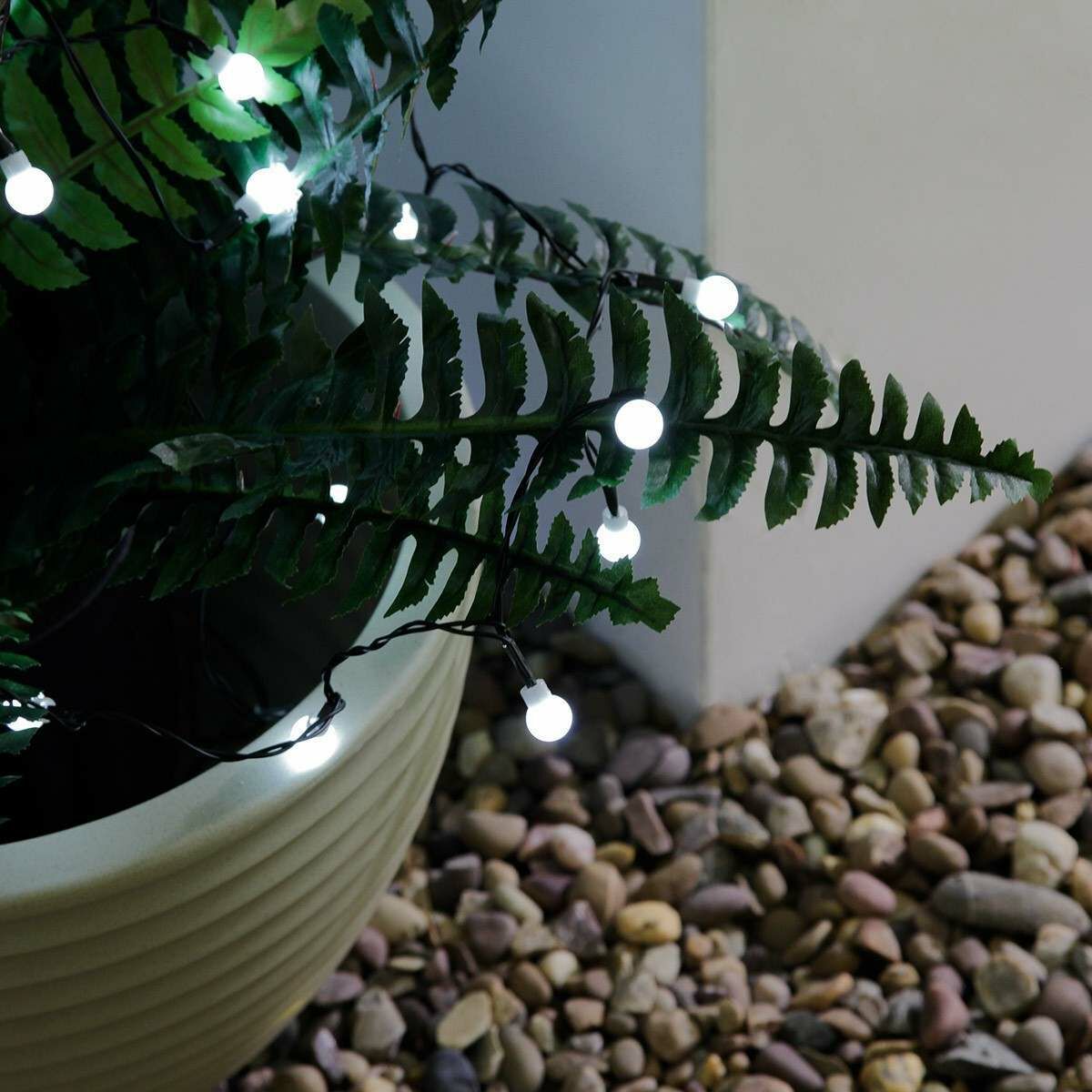 5m Indoor & Outdoor Battery Berry Fairy Lights, White LEDs, Green Cable image 1