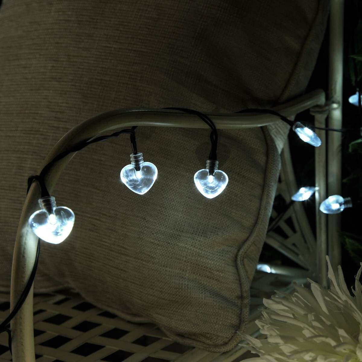 Solar Multi Function  Heart Fairy Lights, 100 White LEDs, 10m image 8