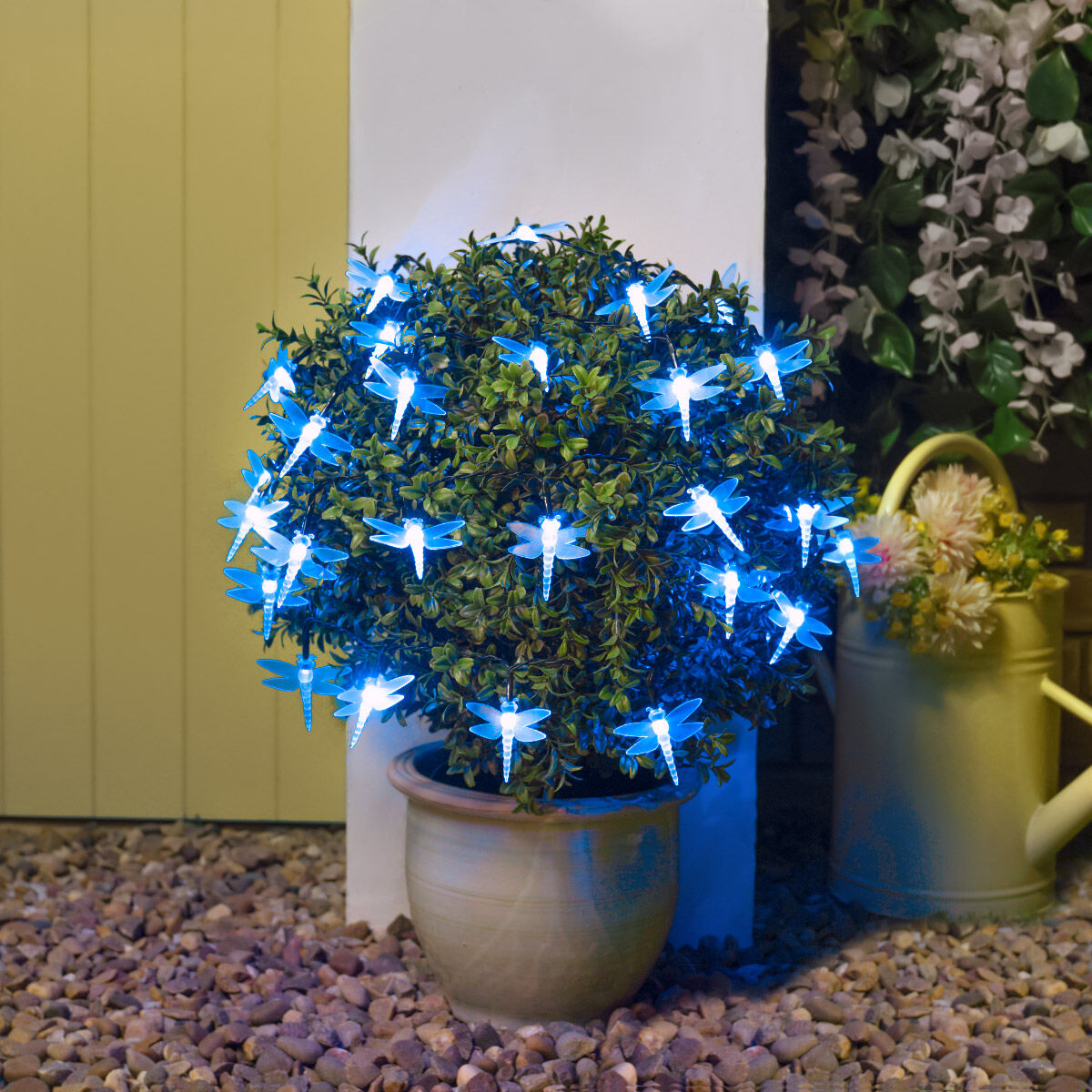 Solar Multi Function Dragonfly Fairy Lights, 100 Blue LEDs, 10m image 1