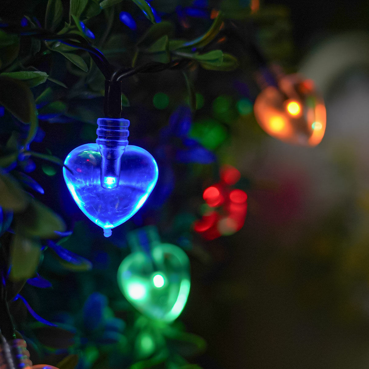 Solar Multi Function Heart Fairy Lights, 100 Multi Colour LEDs, 10m image 2