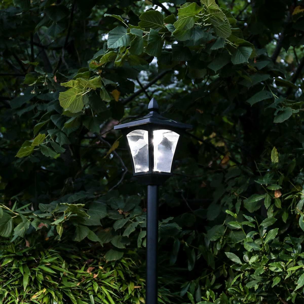 Large Black Solar Security Lamp Post, White LEDs, 2.1m image 4