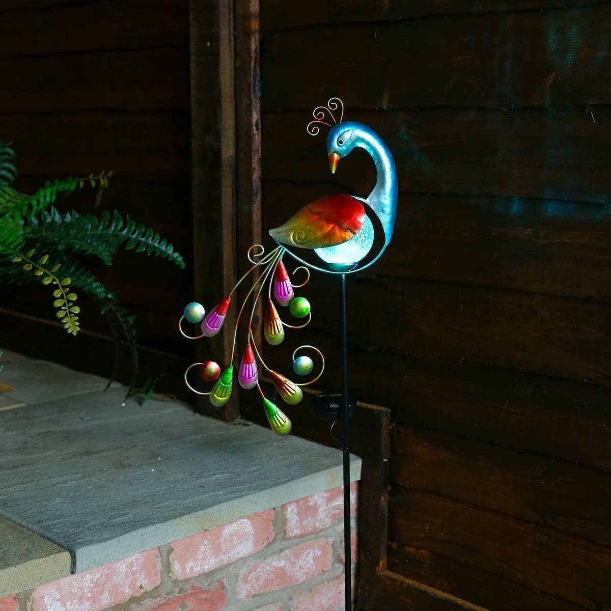 Solar Garden Peacock Stake Light, 80cm image 1
