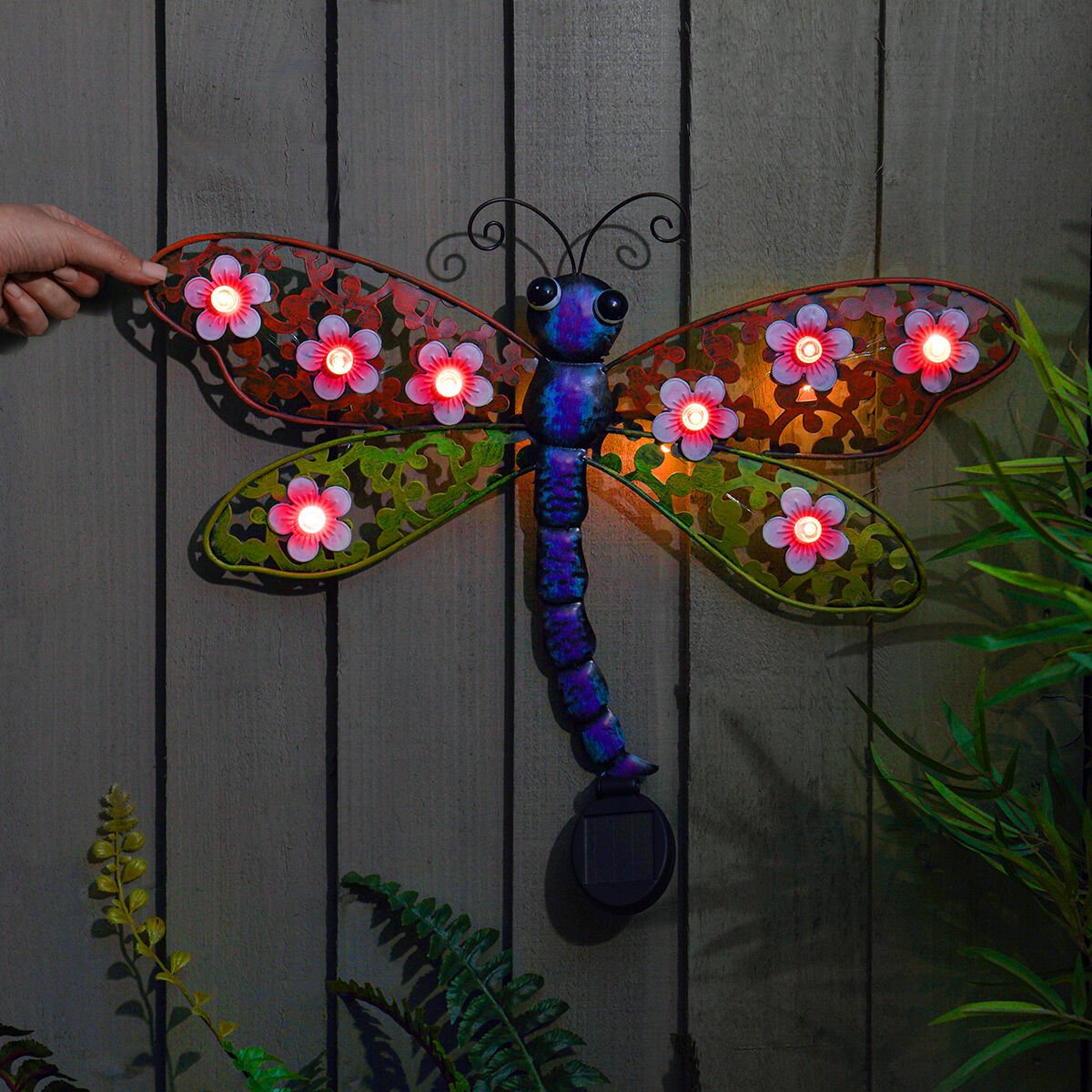 Solar Metal Dragonfly Fence Decoration Light image 3