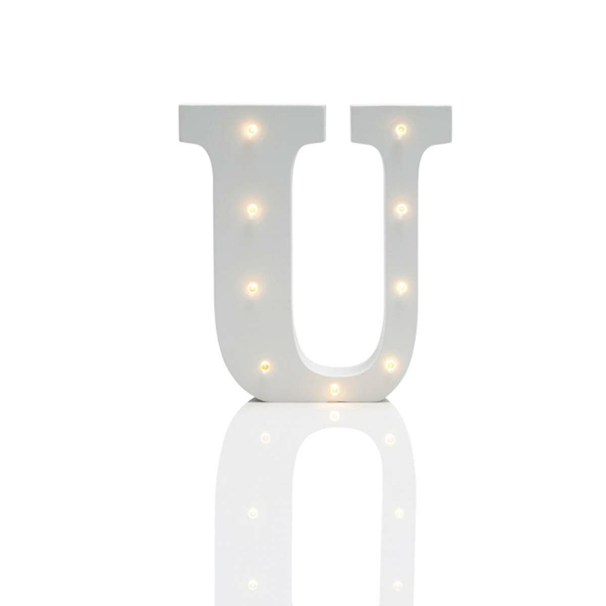 Alphabet 'U' Marquee Battery Light Up Circus Letter, Warm White LEDs, 16cm image 3