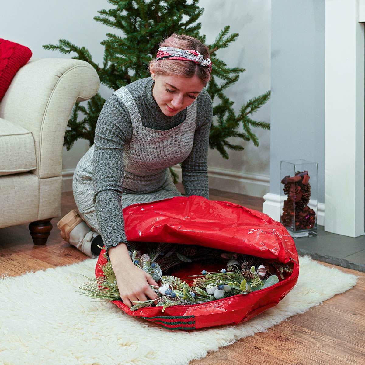 61cm Large Christmas Wreath Storage Bag image 4