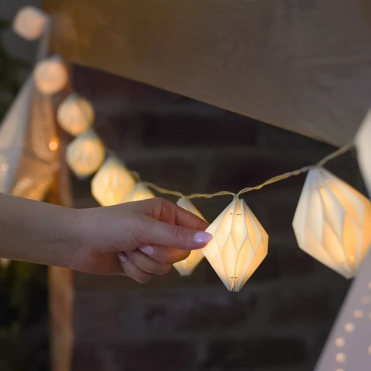 10 Paper Diamond Battery Fairy Lights Warm White LEDs 2m image 3