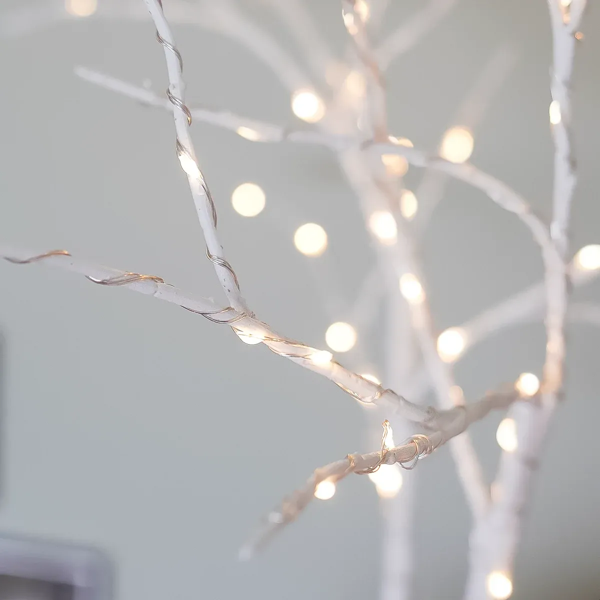 3 x White Birch Battery Twig Lights 70 Warm White LEDs image 2