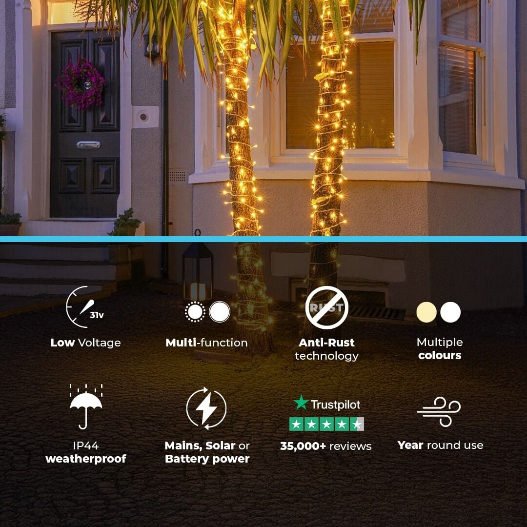 5m Warm White Fairy Lights, Connectable, 50 LEDs, Clear Cable image 2