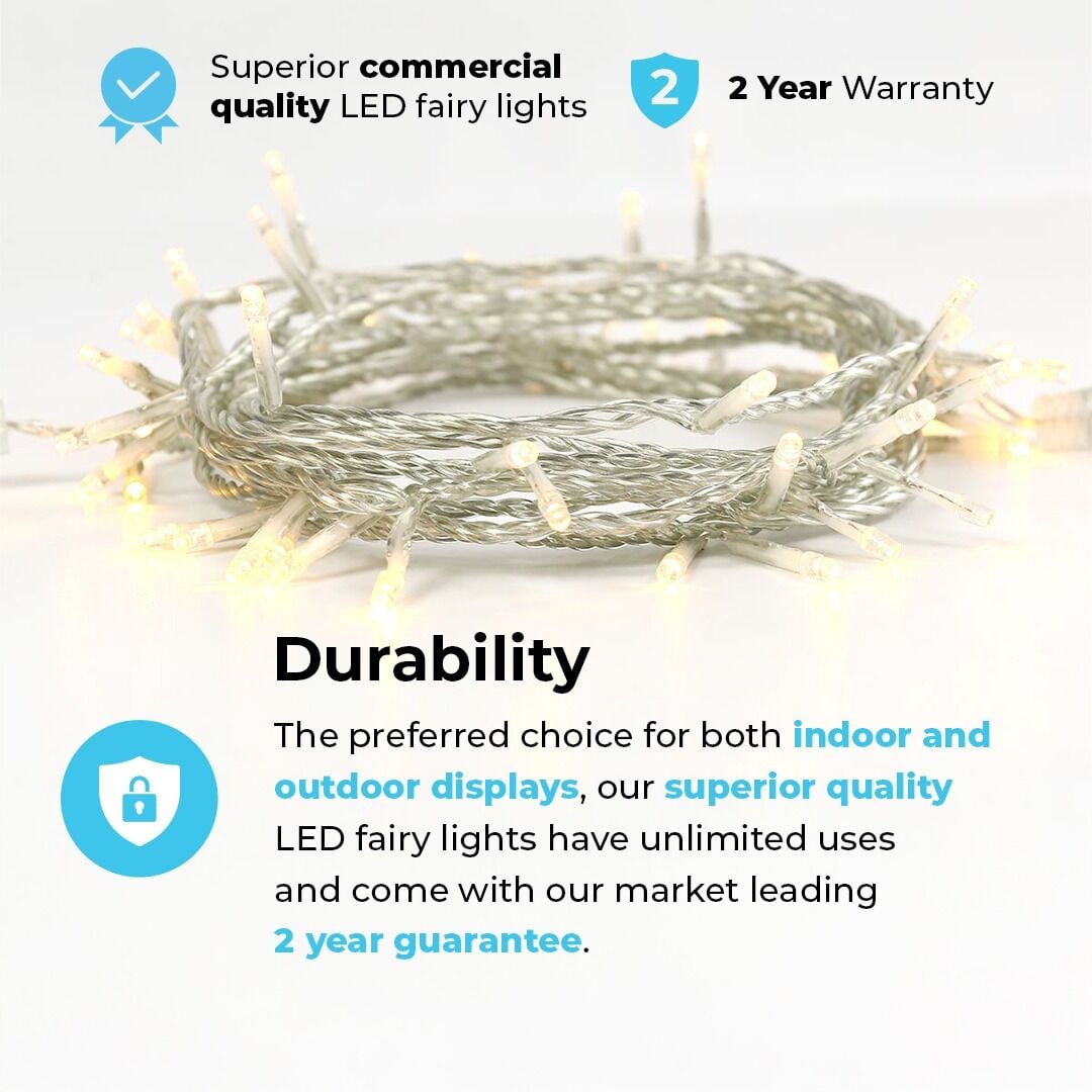 5m Warm White Fairy Lights, Connectable, 50 LEDs, Clear Cable image 4