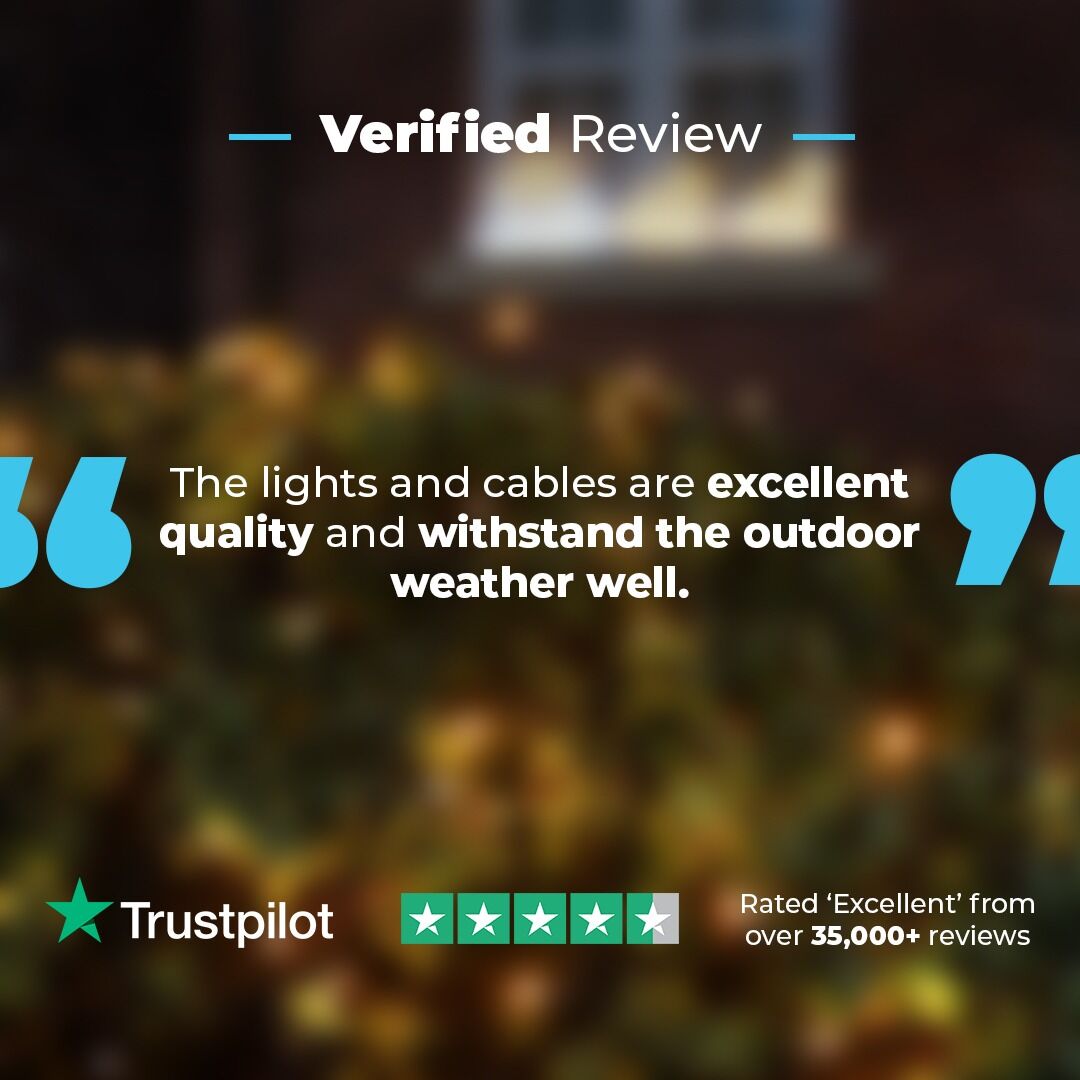 10m Warm White String Lights, Connectable, 100 LEDs, Black Rubber Cable image 7